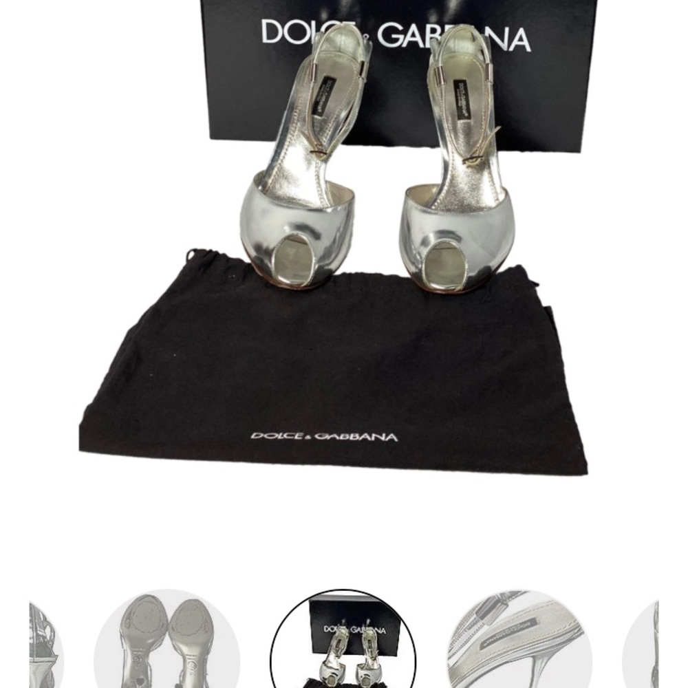 Dolce & Gabbana Metallic Silver Open Toe Heels